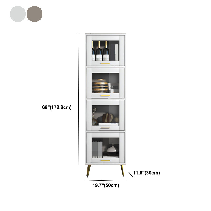 Glam Champagne/White Closed Back Standard Wood Shelf Bookcase for Living Room