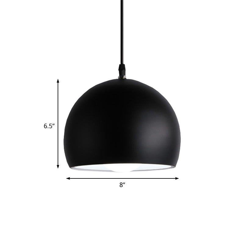 Black Globe Shade Hanging Light Industrial Style Metallic 1 Kopfküchen Anhängerlampe, 8 "/10"/14 "Breite