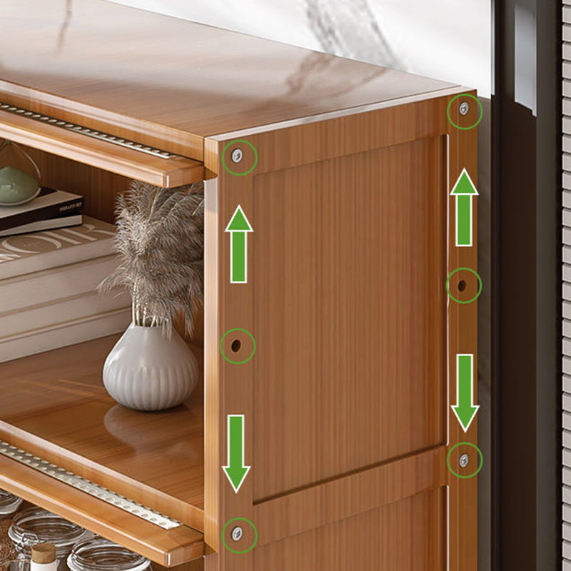 13" Wide Wooden Bookcase Bamboo Light Brown Bookshelf with Doors