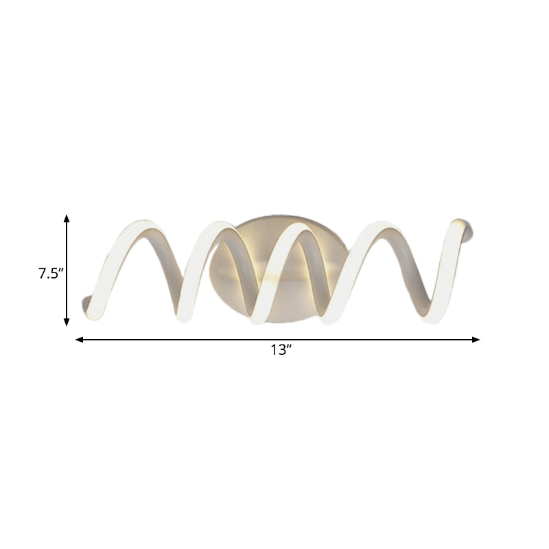Spiral Bathroom LED Vanity Light Acrylic 1 Light Modernism Wall Mounted Mirror Light in Warm/White/Natural Light, 13"/18.5"/22.5" Wide