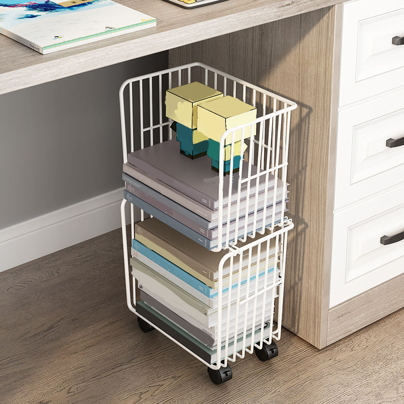 Contemporary Metal Shelf Bookcase Closed Back Vertical Bookcase