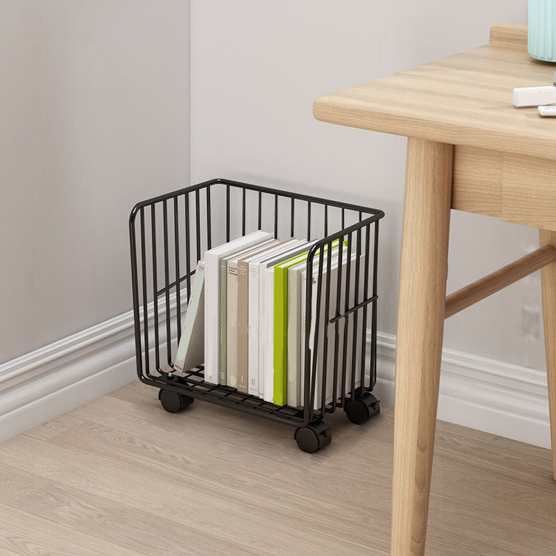 Contemporary Metal Shelf Bookcase Closed Back Vertical Bookcase