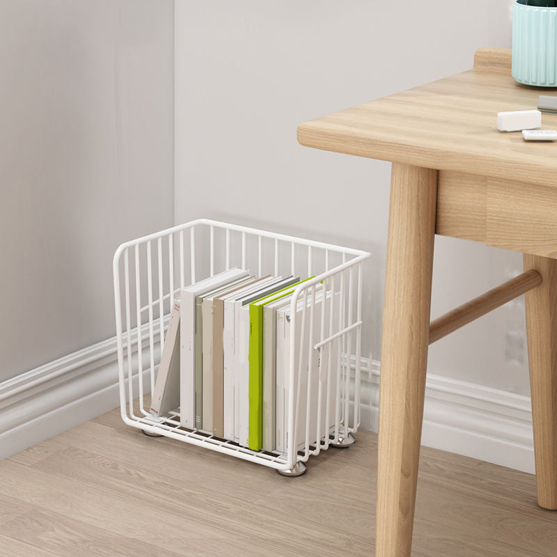 Contemporary Metal Shelf Bookcase Closed Back Vertical Bookcase