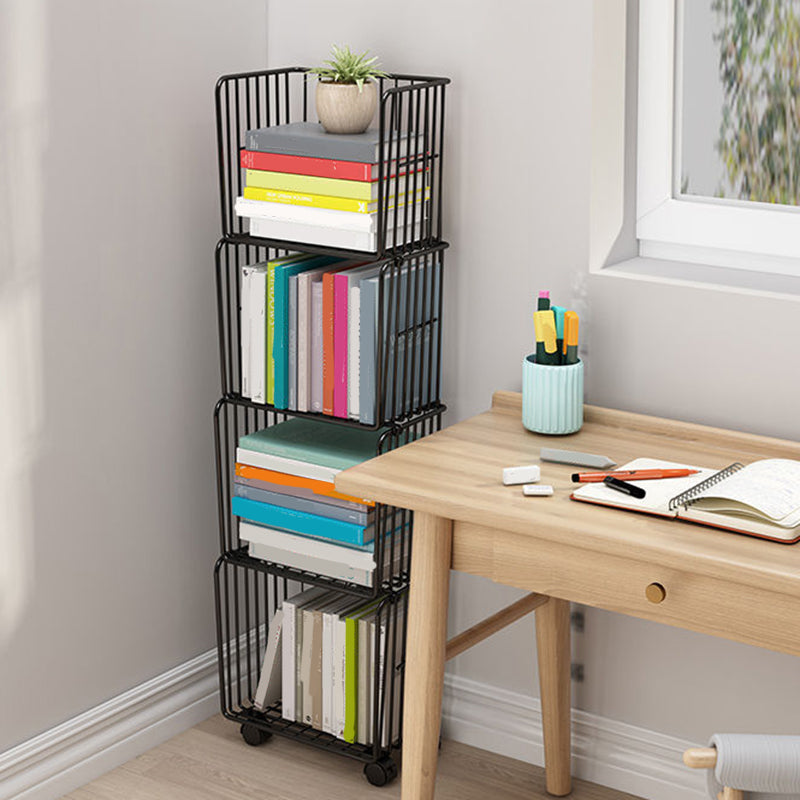 Contemporary Metal Shelf Bookcase Closed Back Vertical Bookcase