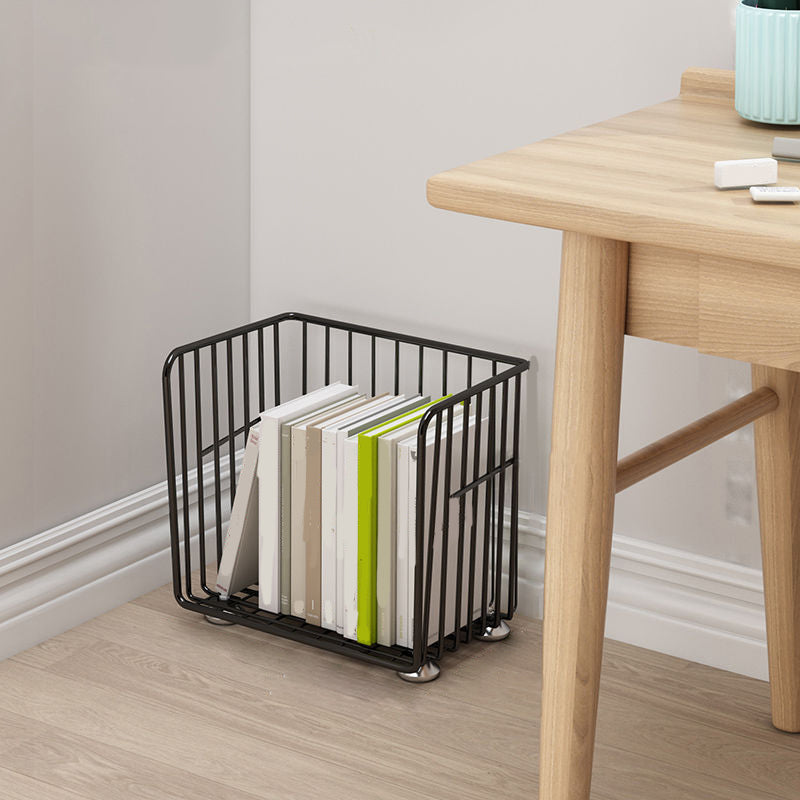 Contemporary Metal Shelf Bookcase Closed Back Vertical Bookcase