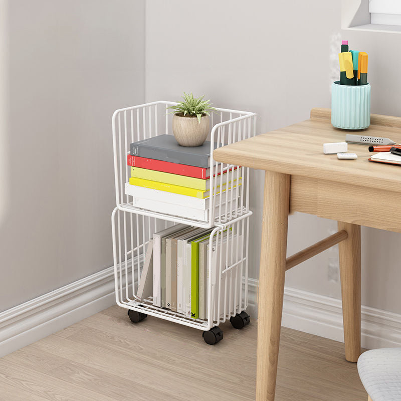 Contemporary Metal Shelf Bookcase Closed Back Vertical Bookcase