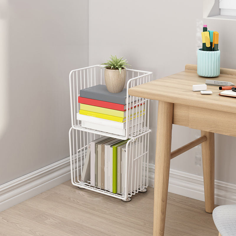 Contemporary Metal Shelf Bookcase Closed Back Vertical Bookcase