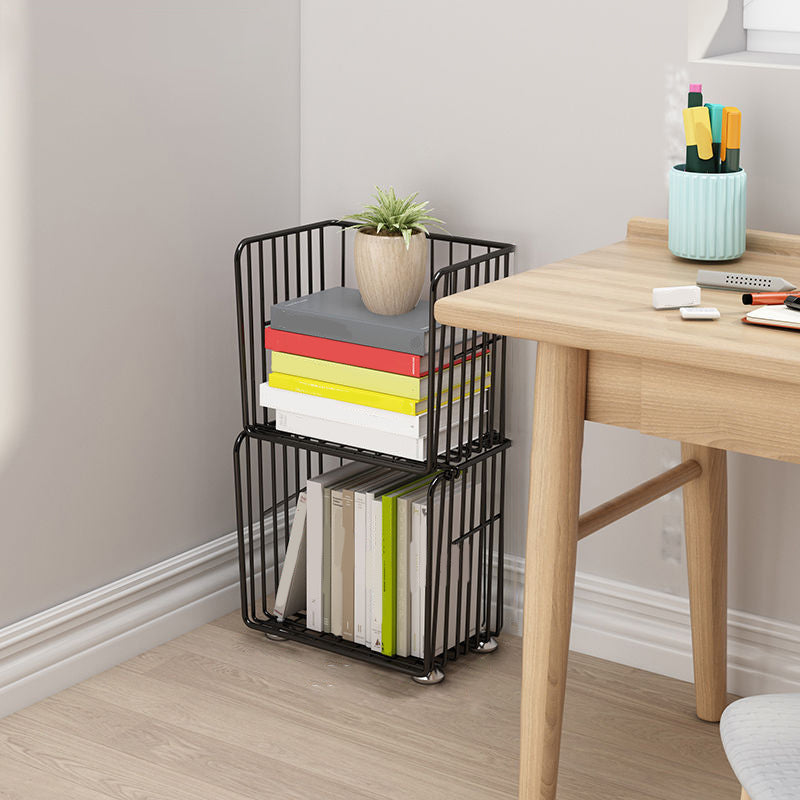 Contemporary Metal Shelf Bookcase Closed Back Vertical Bookcase