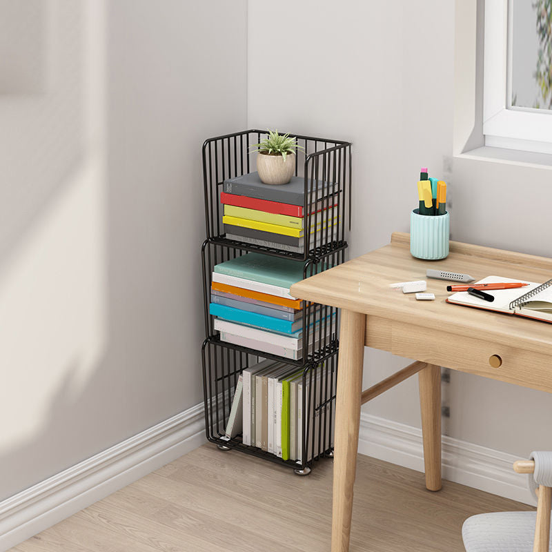 Contemporary Metal Shelf Bookcase Closed Back Vertical Bookcase