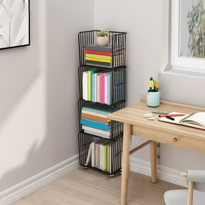 Contemporary Metal Shelf Bookcase Closed Back Vertical Bookcase