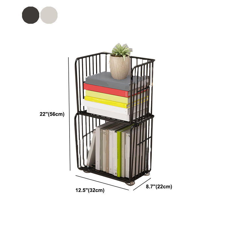 Contemporary Metal Shelf Bookcase Closed Back Vertical Bookcase