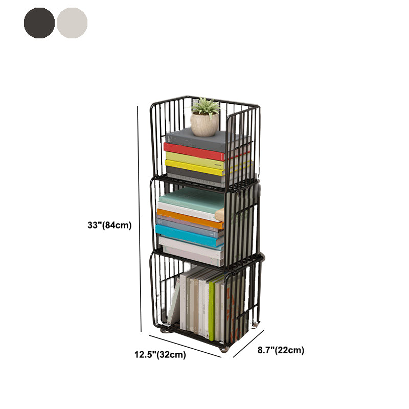 Contemporary Metal Shelf Bookcase Closed Back Vertical Bookcase