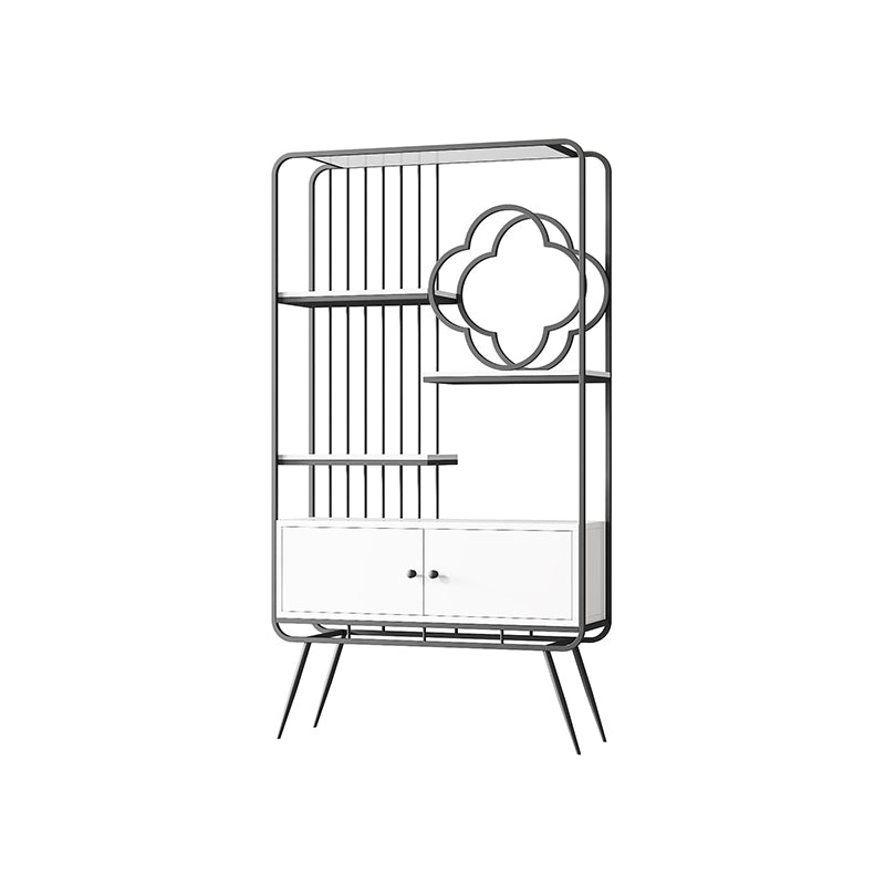 Glam Metal Shelf Bookcase Closed Back Bookshelf with Cabinets