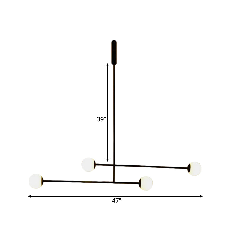 Lampada lampadina lineare nera Light Modern Style 4 teste lampada a sospensione in metallo con sfera di vetro per sala da pranzo