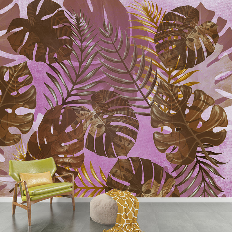 Tropical Plants Stain Resistant Mural Washable Wallpaper Sitting Room Wall Mural