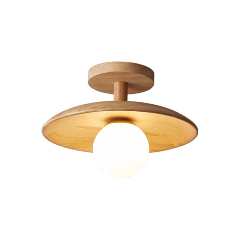 Japanese Style Wooden Ceiling Light Circle Shape Ceiling Lamp for Bedroom