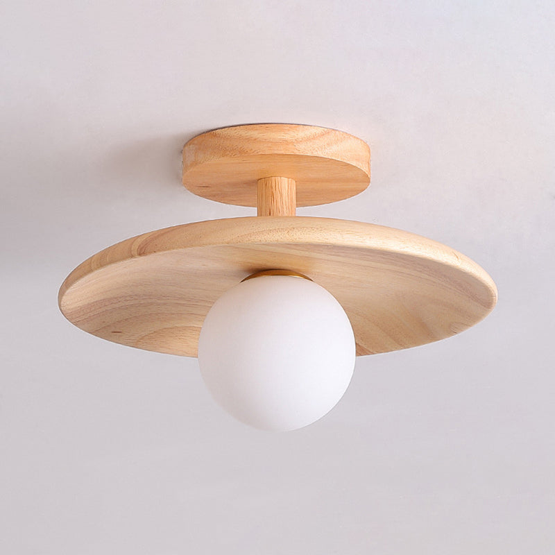 Japanese Style Wooden Ceiling Light Circle Shape Ceiling Lamp for Bedroom