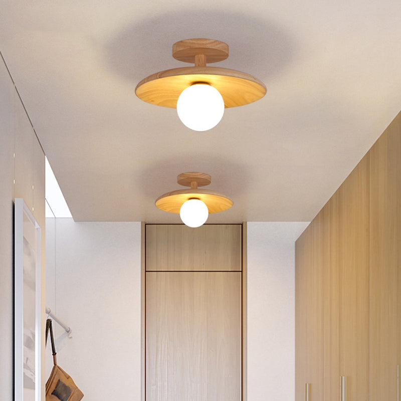 Japanese Style Wooden Ceiling Light Circle Shape Ceiling Lamp for Bedroom