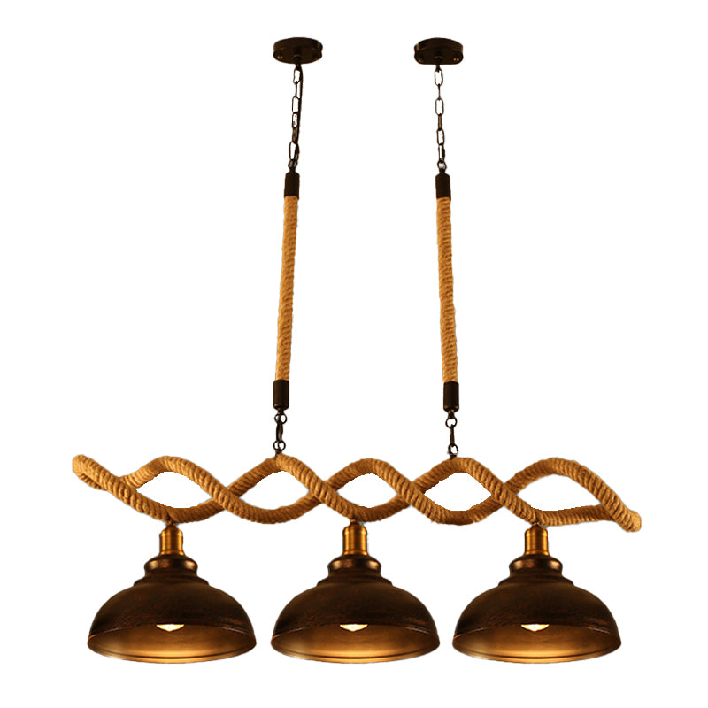 Industrial Style Dome Island Light Rope Chandelier Lamp for Restaurant