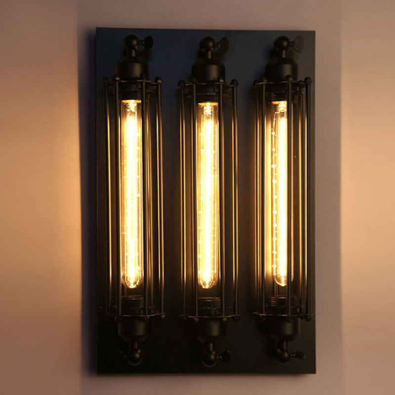 Industrial Style Iron Wall Mount Light Rectangle Shape Wall Lamp for Living Room