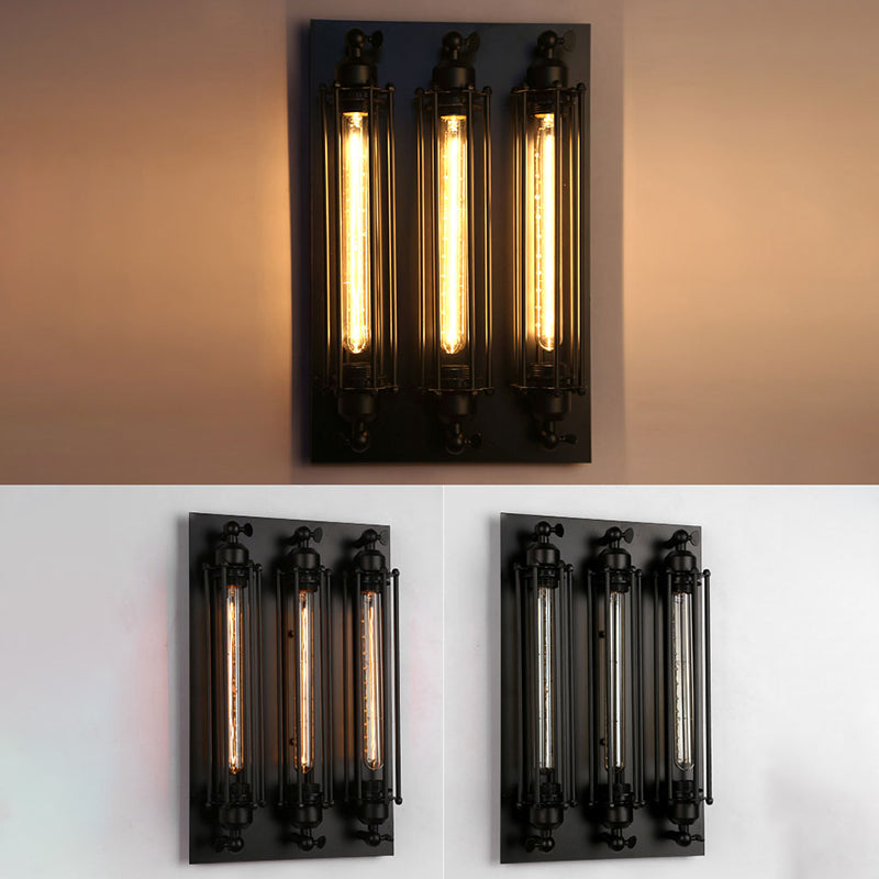 Industrial Style Iron Wall Mount Light Rectangle Shape Wall Lamp for Living Room