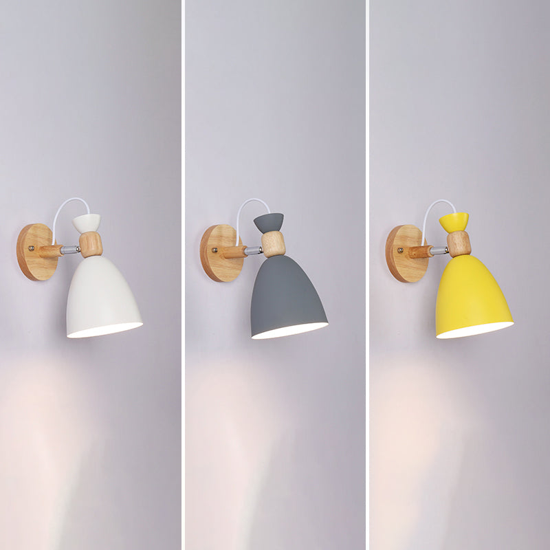 Nordic Style Colorful Wall Light Bell Shape Adjustable Wall Lamp for Bedroom