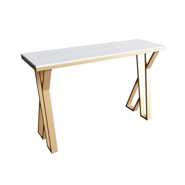 White Stone Bar Table Set 1/5 Pcs Gold Metal Base Bar Table and Stools