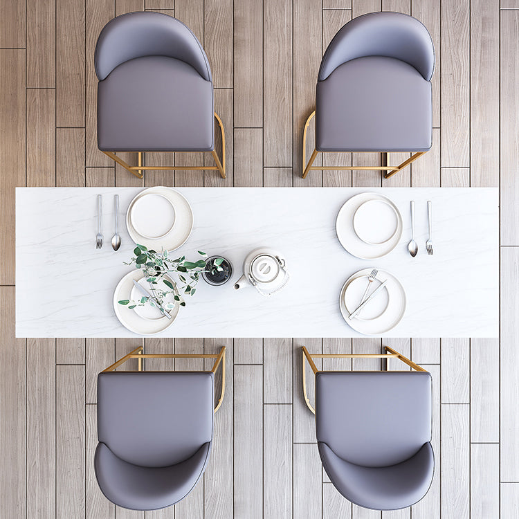 White Stone Bar Table Set 1/5 Pcs Gold Metal Base Bar Table and Stools