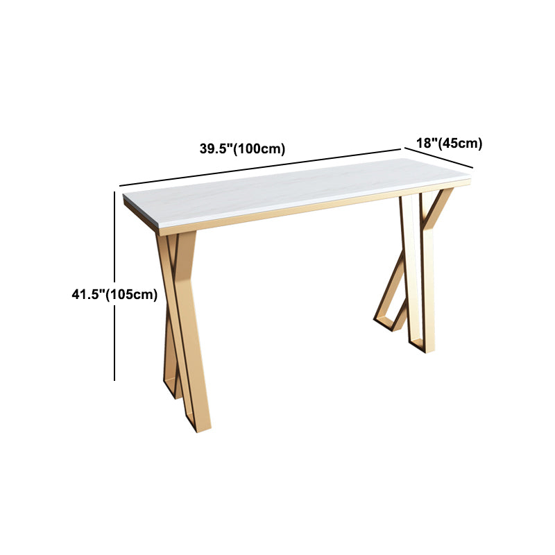 White Stone Bar Table Set 1/5 Pcs Gold Metal Base Bar Table and Stools