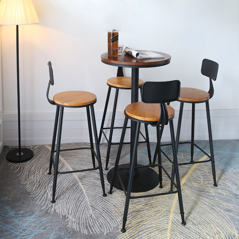 Industrial Solid Wood Bar Table Set 1/2/5 Pieces Fixed Bistro Set for Home Use