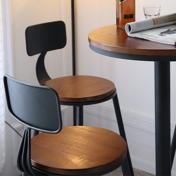 Industrial Solid Wood Bar Table Set 1/2/5 Pieces Fixed Bistro Set for Home Use