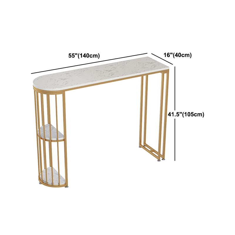 Glam Metal Bar Table Set 1/2/3 Pieces Rectangle Bar Table with High Stools for Kitchen
