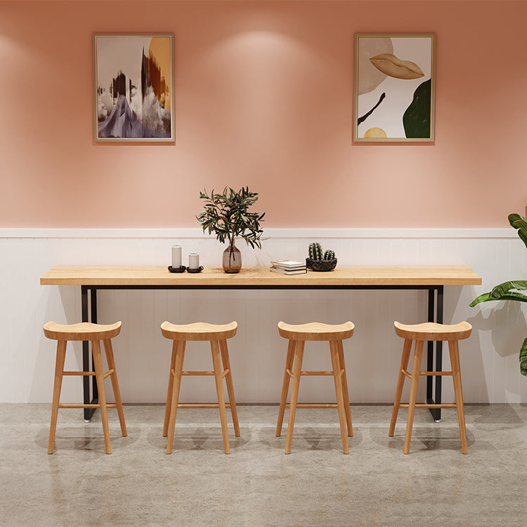 Industrial 1/2/5 Pieces Wooden Bar Table Set Rectangle Bar Table with High Wood Stools