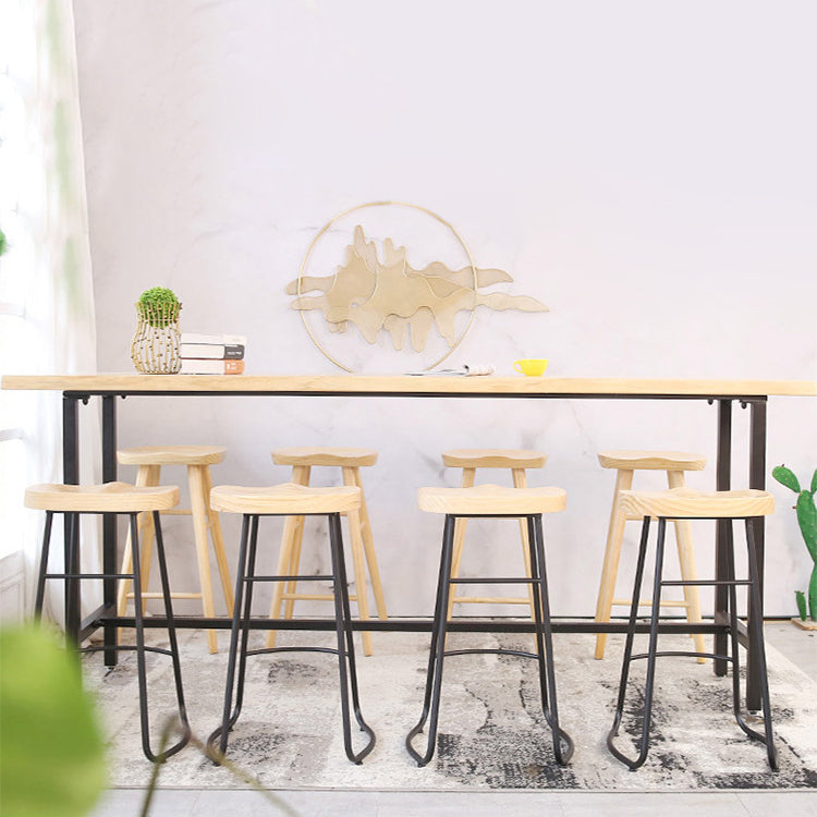 Industrial 1/2/9 Pieces Wooden Bar Table Set Rectangle Bar Table with High Stools