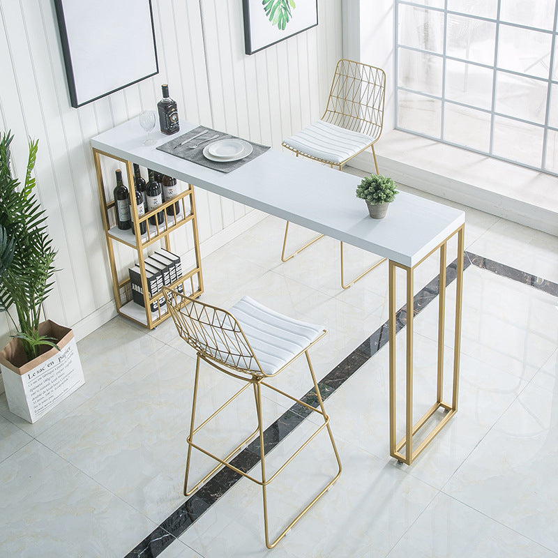 Glam 1/2/3 Pieces Wood Bar Table Set Rectangle Bar Table with High Stools for Kitchen