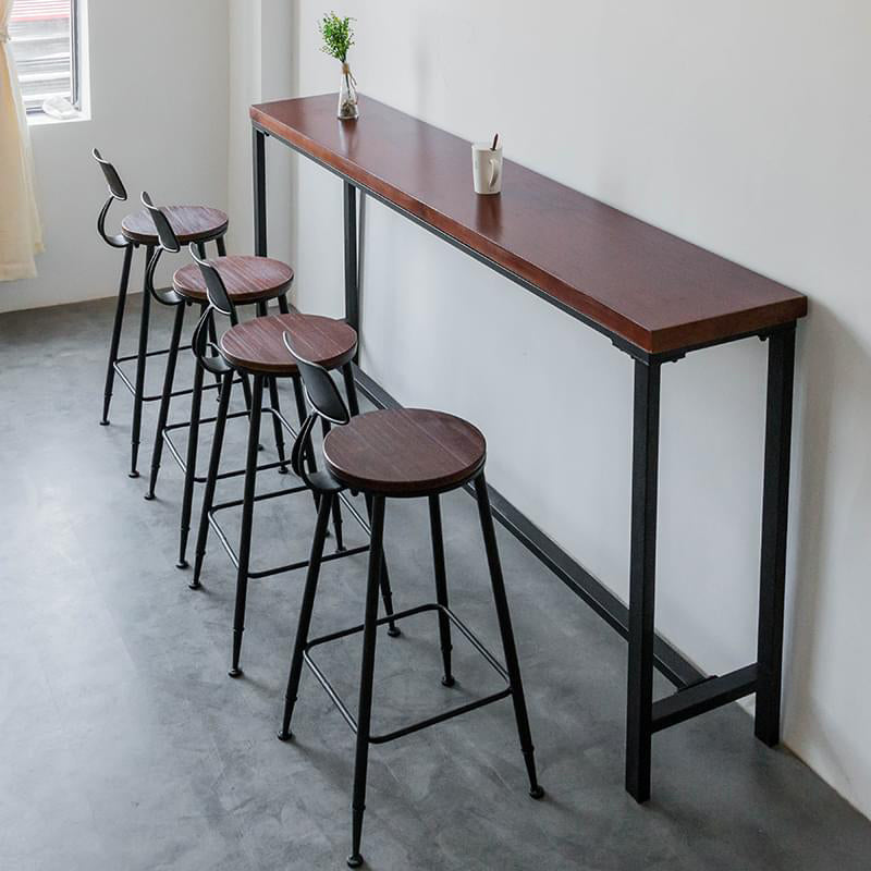 Industrial Trestle Pub Dining Set 1/2/5 Pieces Solid Wood Rectangle Bar Pub Table Set