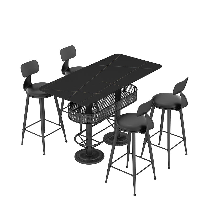 1/2/3/5 Pieces Contemporary Sintered Stone Pub Table Set Fixed Table Counter Table