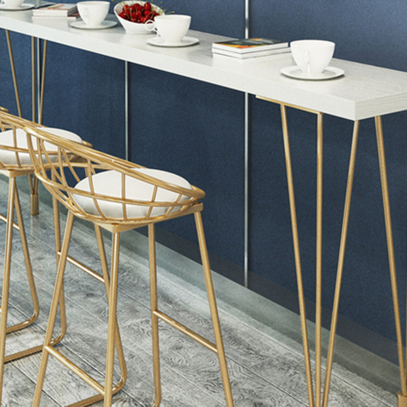 Rectangle Gold Legs Counter Set 1/2/5/9 Pieces Wood Glam Indoor Pub Table Set