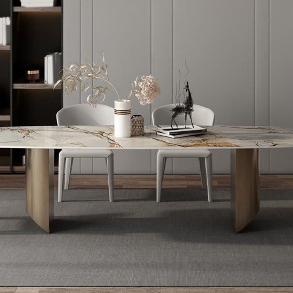 Luxurious 1/2/3/5/6 Pieces Rectangle Dining Set Sintered Stone Top Dinette Table Set