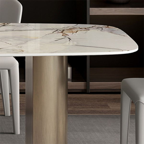 Luxurious 1/2/3/5/6 Pieces Rectangle Dining Set Sintered Stone Top Dinette Table Set