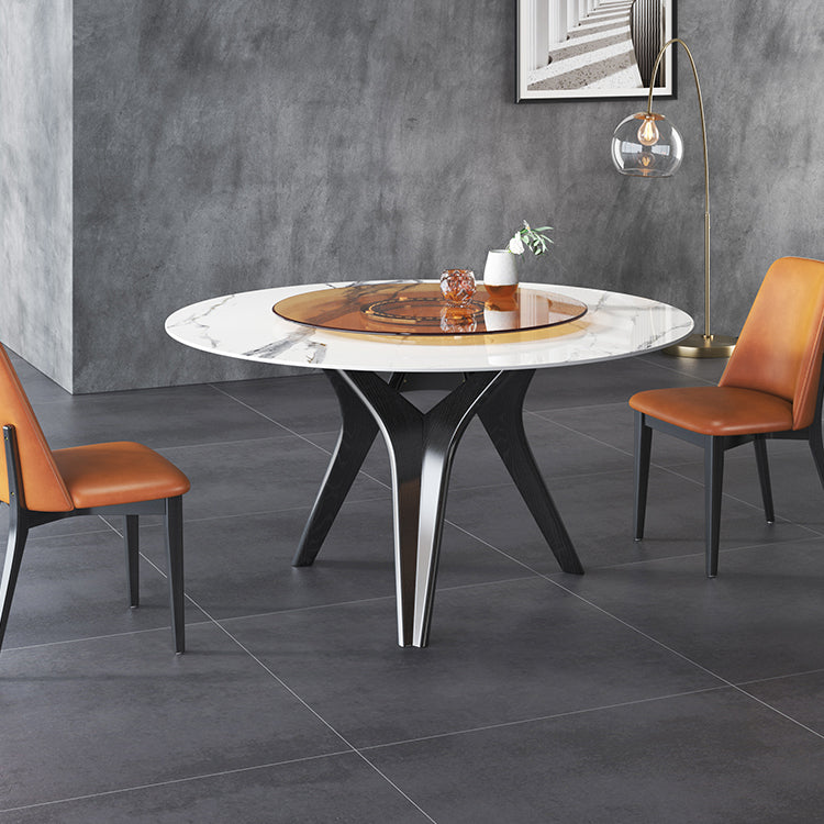 Solid Wood Frame Dining Room Set 1/2/5/7 Pcs Round Dining Table with Armless Chairs