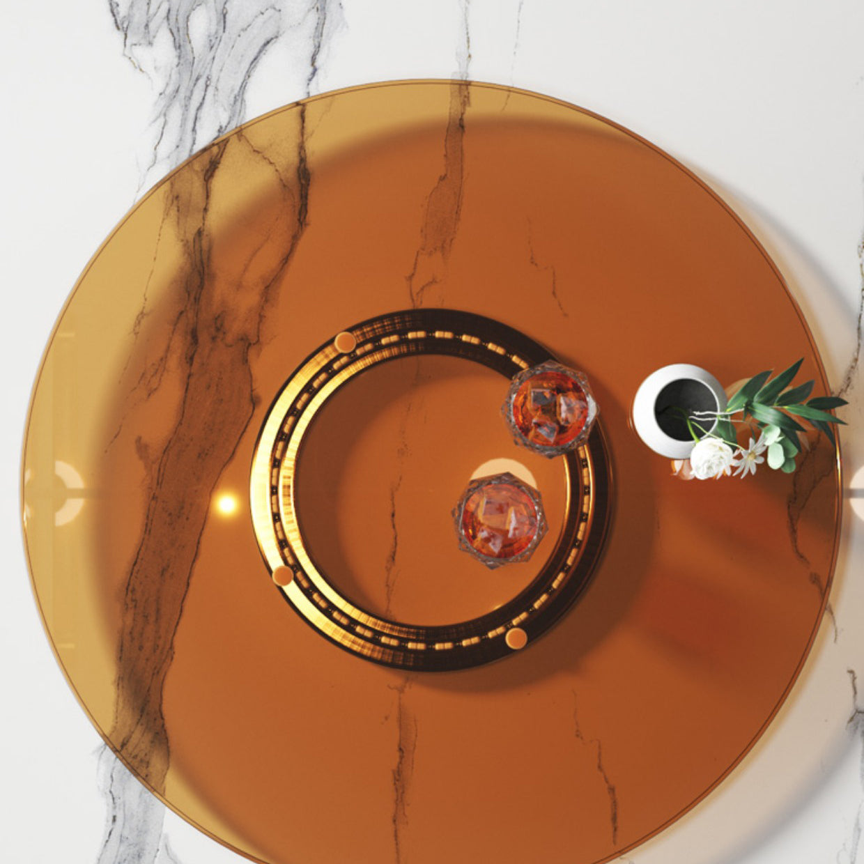 Solid Wood Frame Dining Room Set 1/2/5/7 Pcs Round Dining Table with Armless Chairs