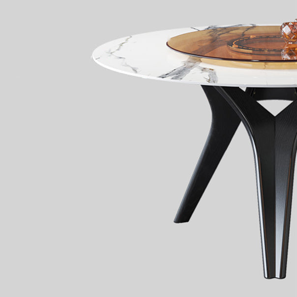 Solid Wood Frame Dining Room Set 1/2/5/7 Pcs Round Dining Table with Armless Chairs