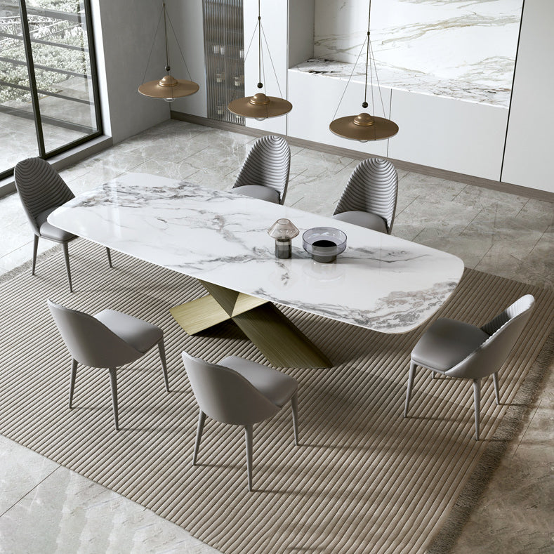 Luxurious 1/2/4/5/7 Pieces Rectangle Dining Set Sintered Stone Top Dinette Table Set