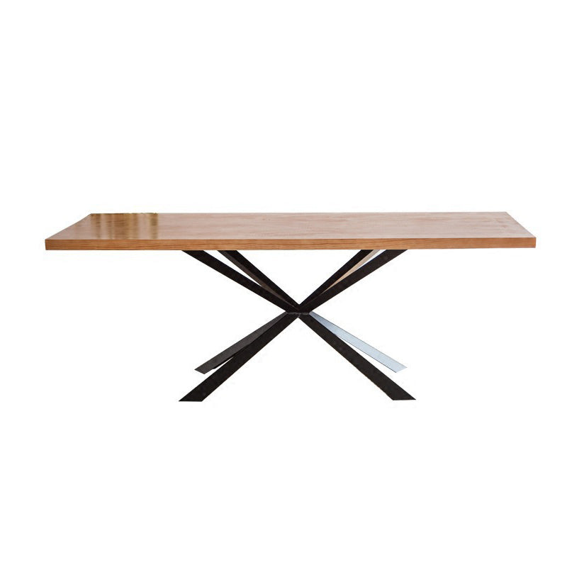 Solid Wood Dining Table Set 1/5 Pcs Industrial Dining Table with Cow Horn Chairs