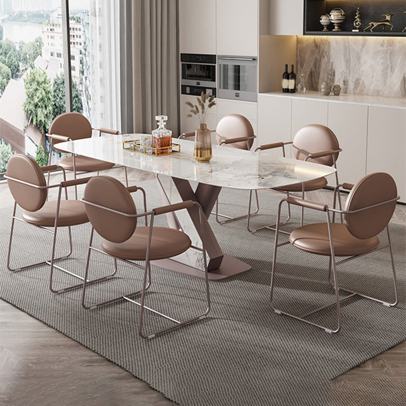 Nordic 1/5/7 Pieces Rectangle Dining Set Sintered Stone Top Dining Room Table Set