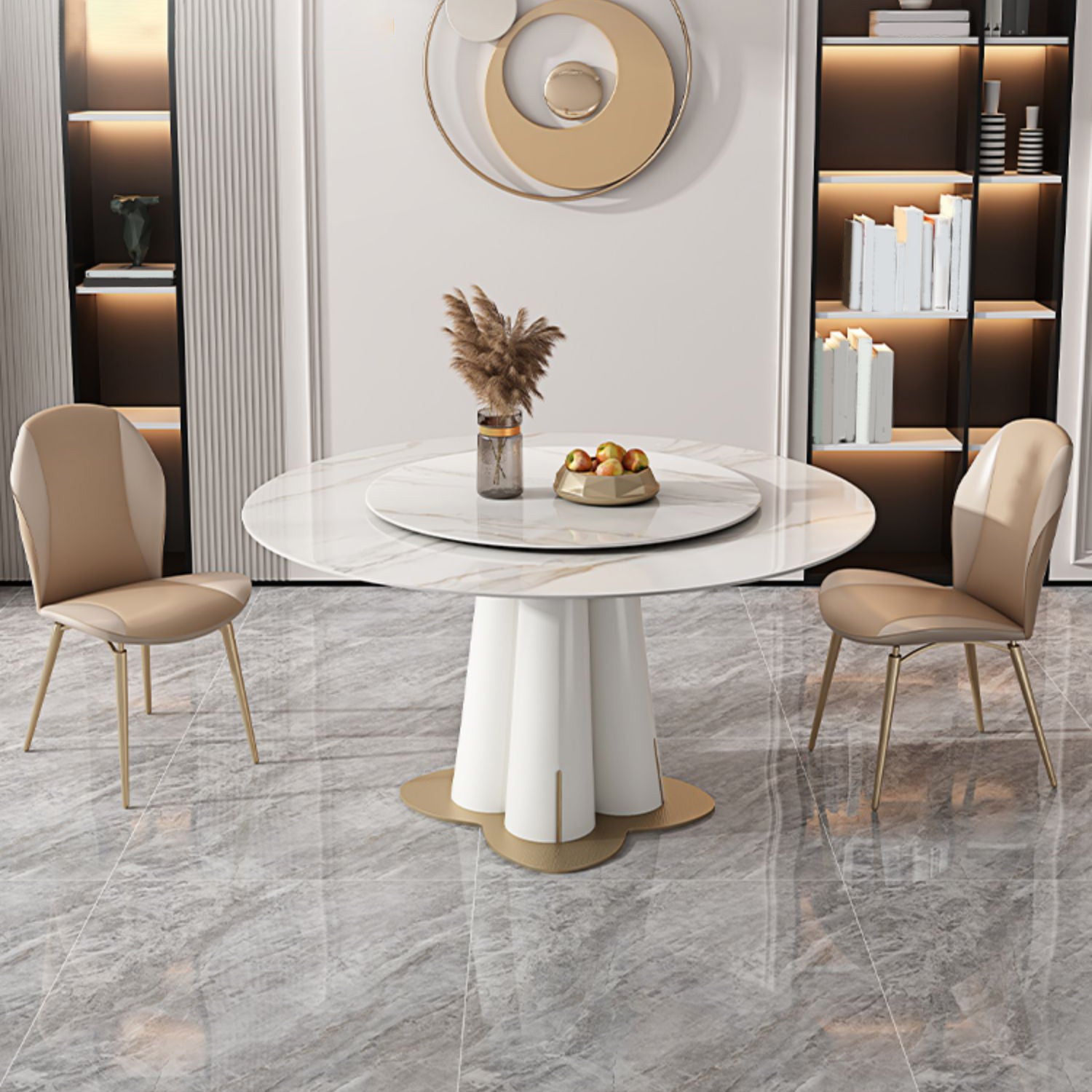 Modern Style Sintered Stone Dining Set Round 1/3/4/5/7 Pieces Dining Set for Home Use