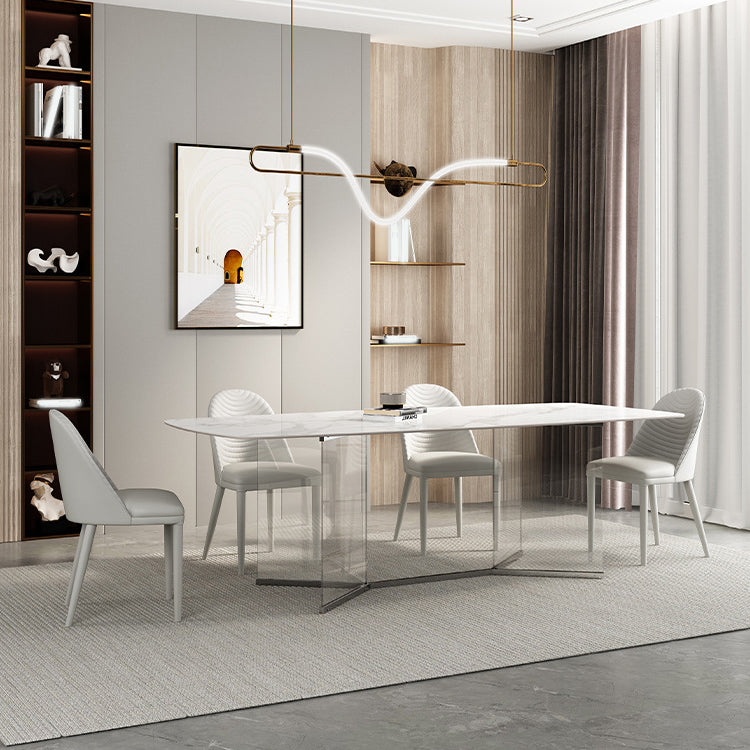 Contemporary Rectangle Sintered Stone Dining Table Set 1/3/4/5/6 Pieces Dining Set