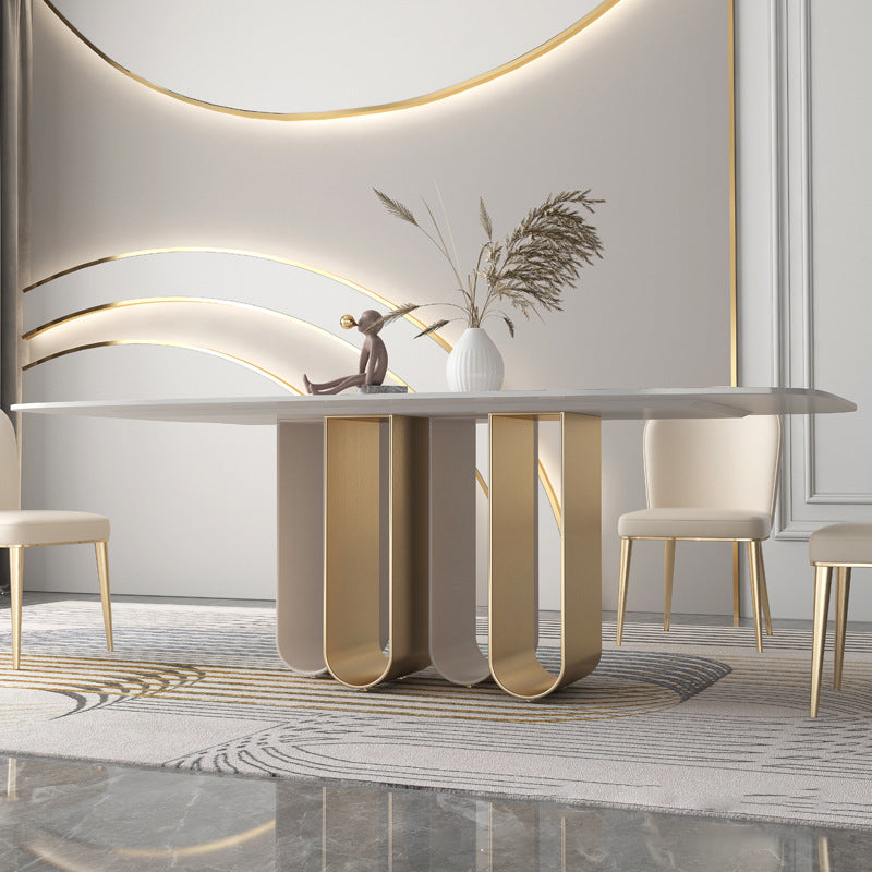 Luxurious 1/4/5/6/9 Pieces Rectangle Dining Set Sintered Stone Top Dinette Table Set