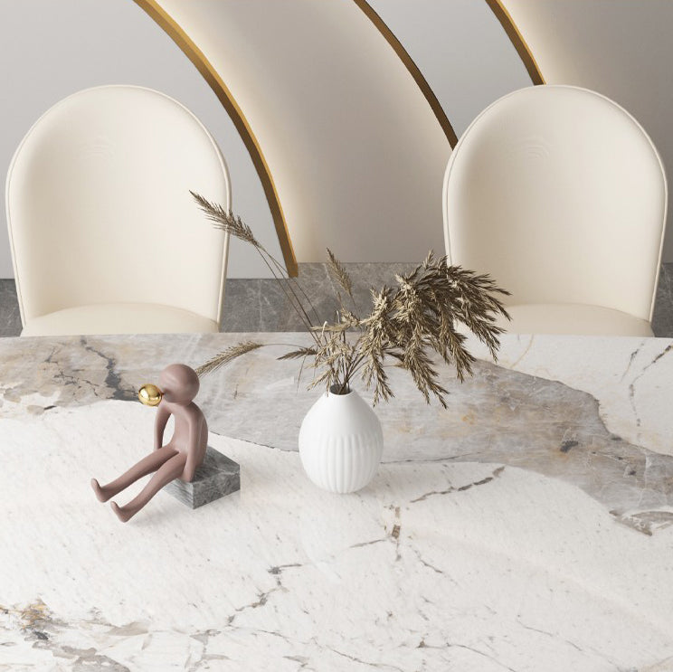 Luxurious 1/4/5/6/9 Pieces Rectangle Dining Set Sintered Stone Top Dinette Table Set